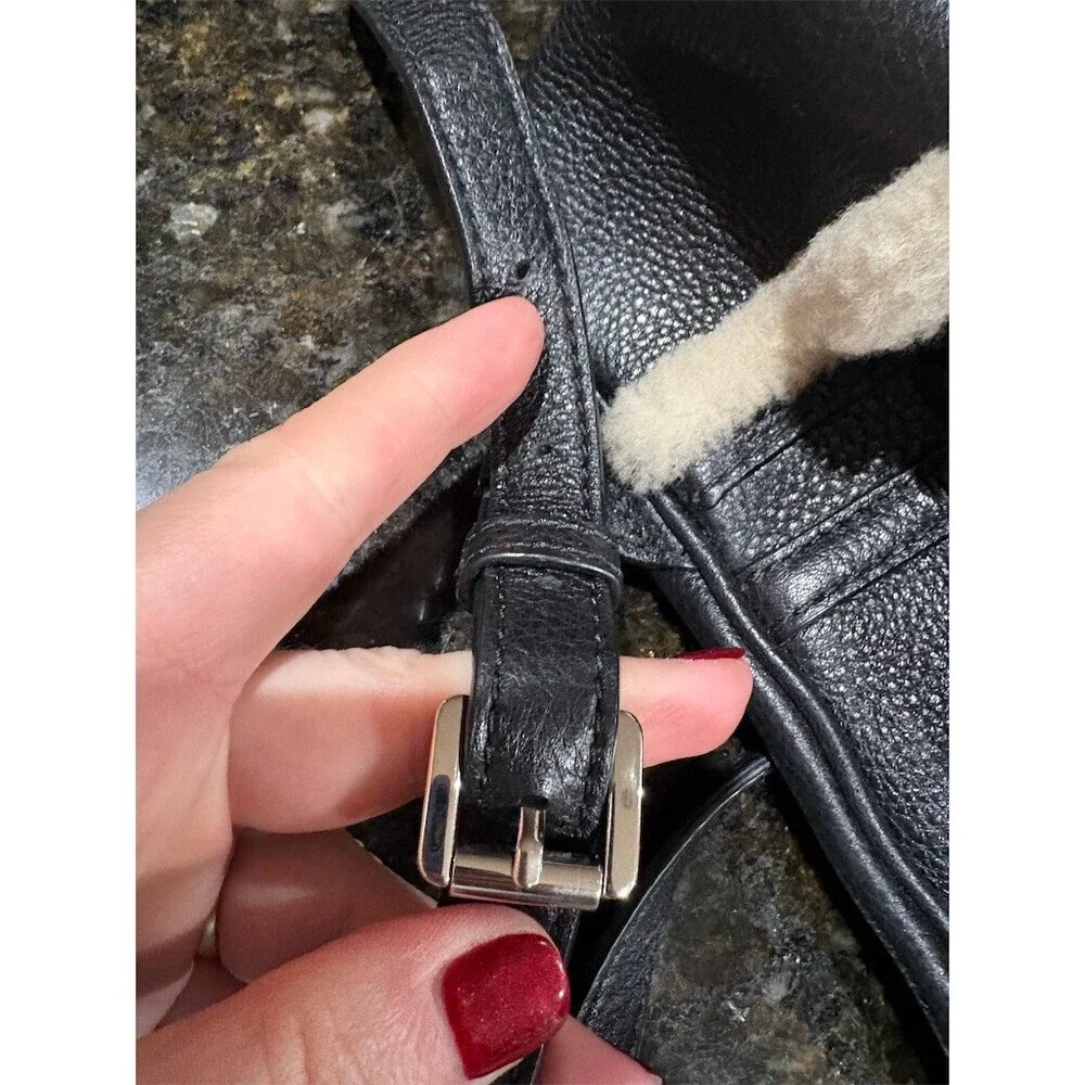Michael Kors Rhea Zip Backpack Womens Medium Black Pebbled Leather Zip